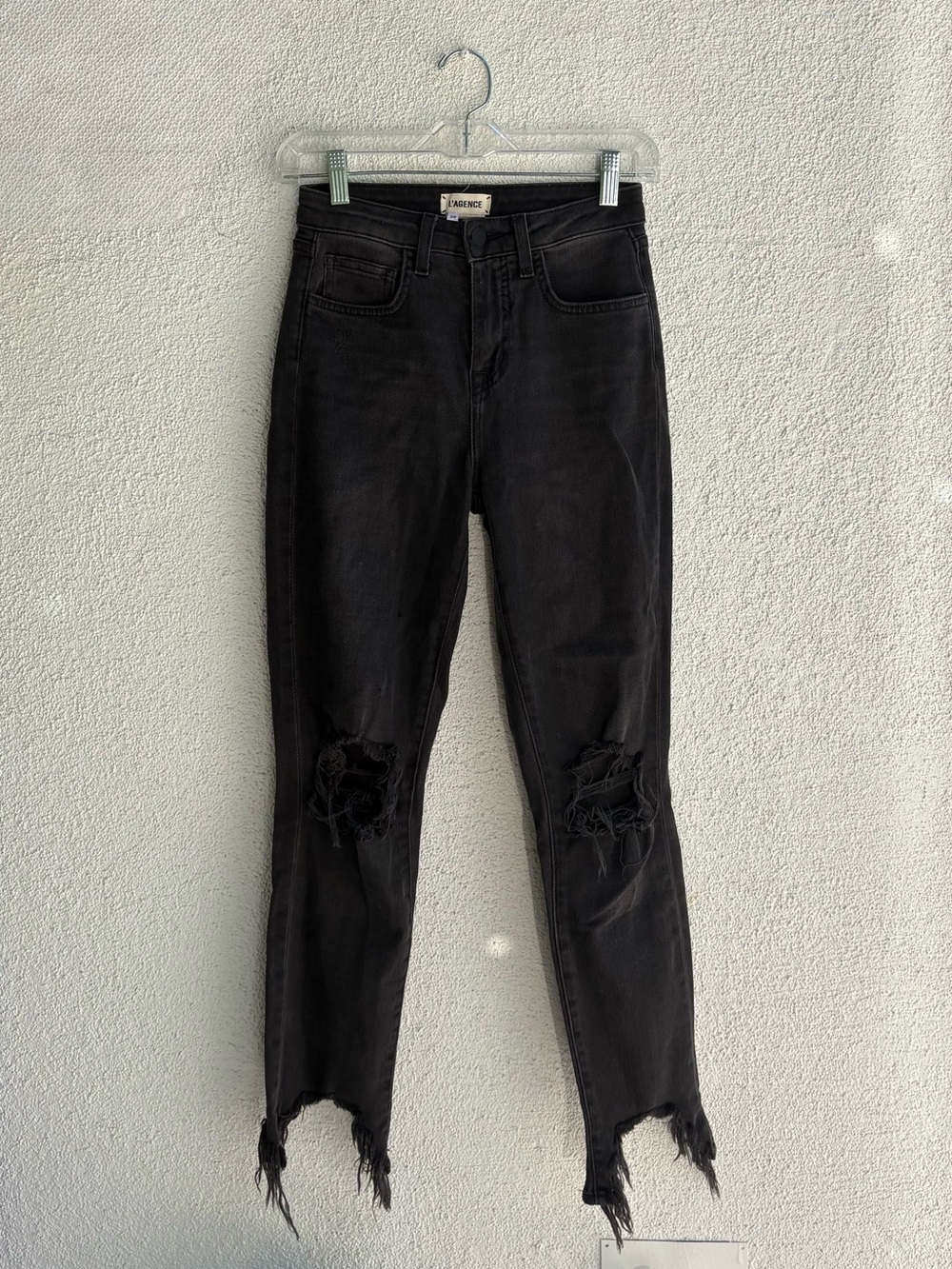 L'AGENCE Black Distressed Ankle Jeans